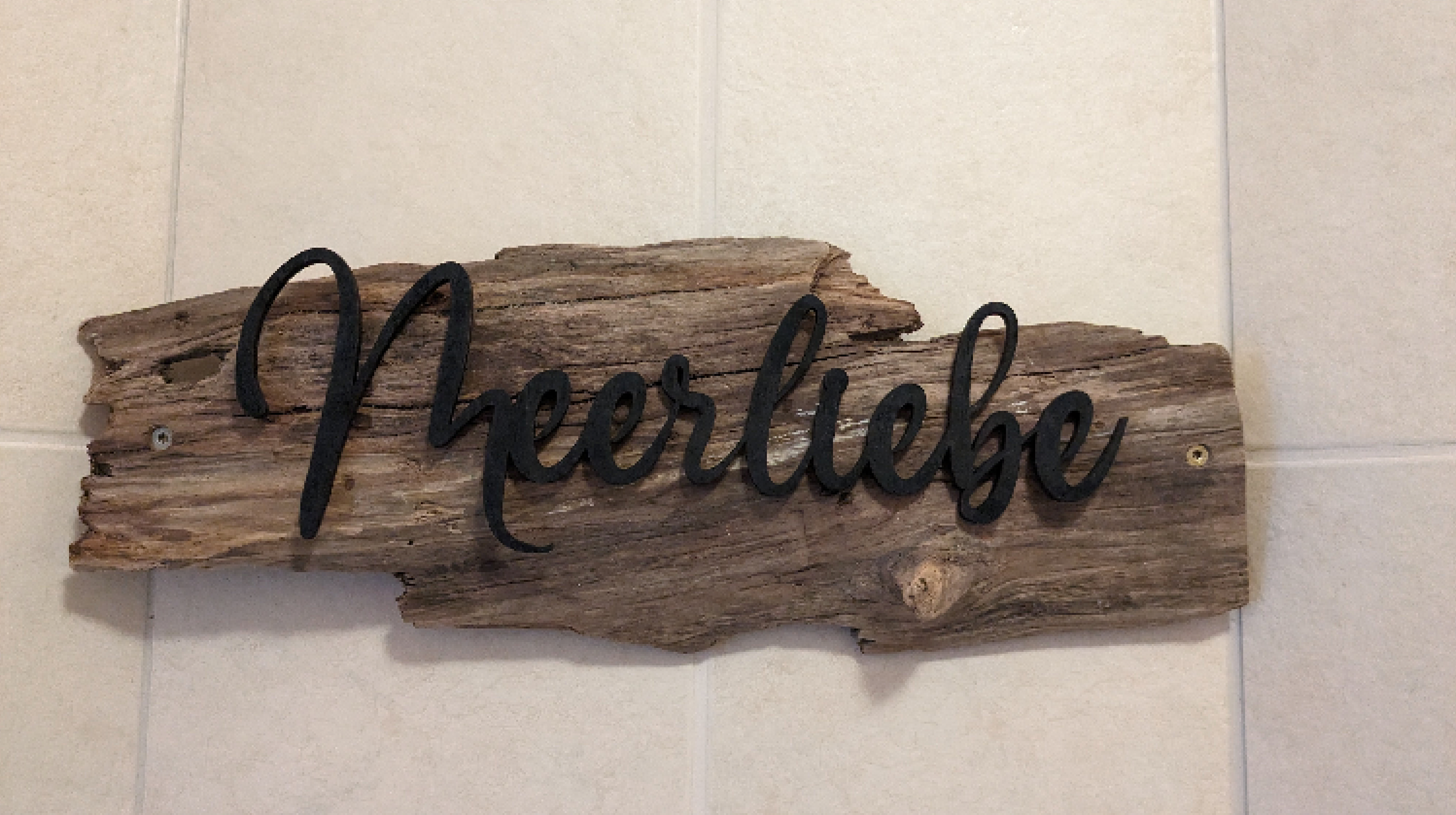 Schriftzug 3D aus Holz "Meerliebe"