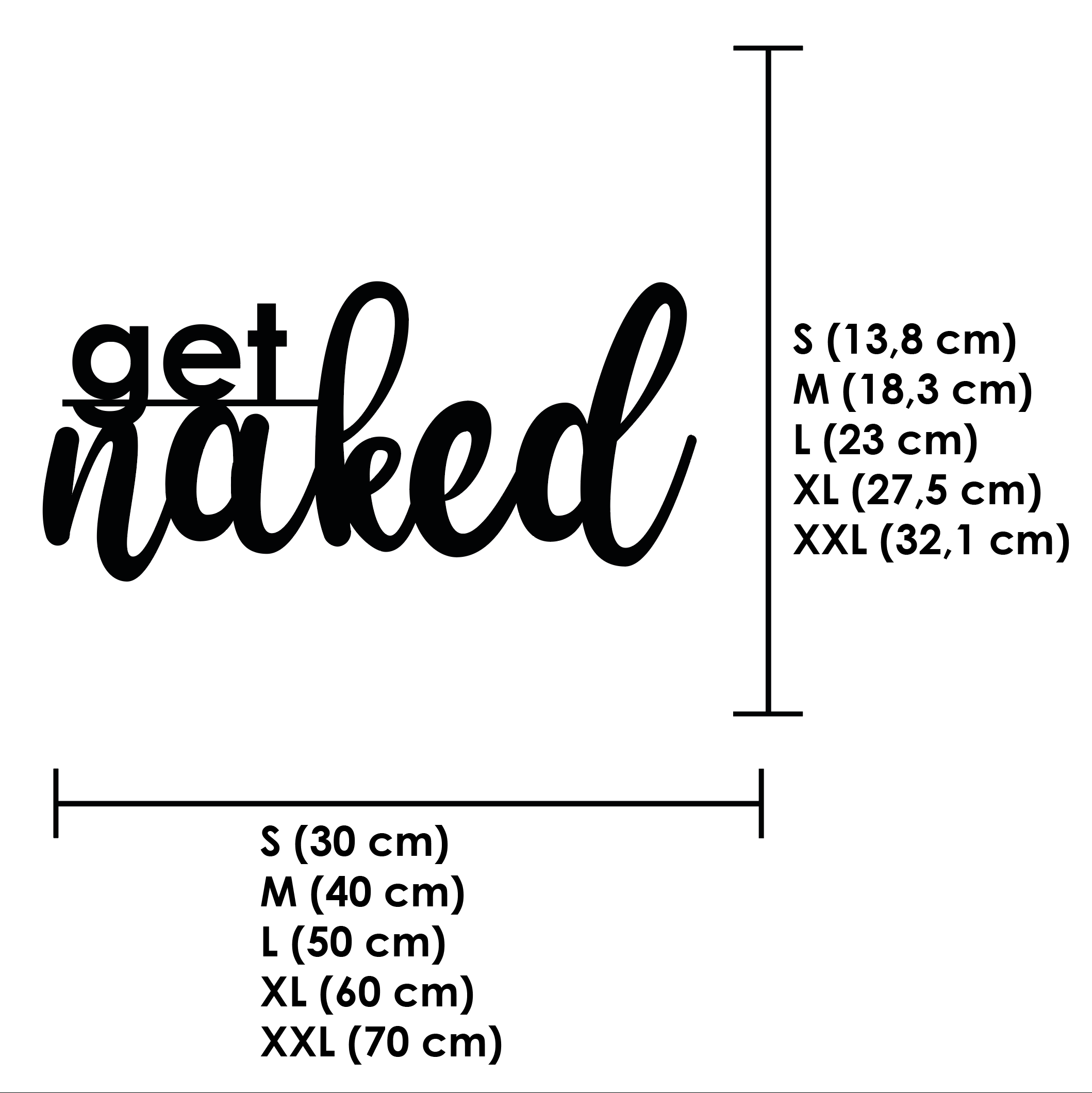 Schriftzug 3D aus Holz "get naked" | Holz Schriftzug