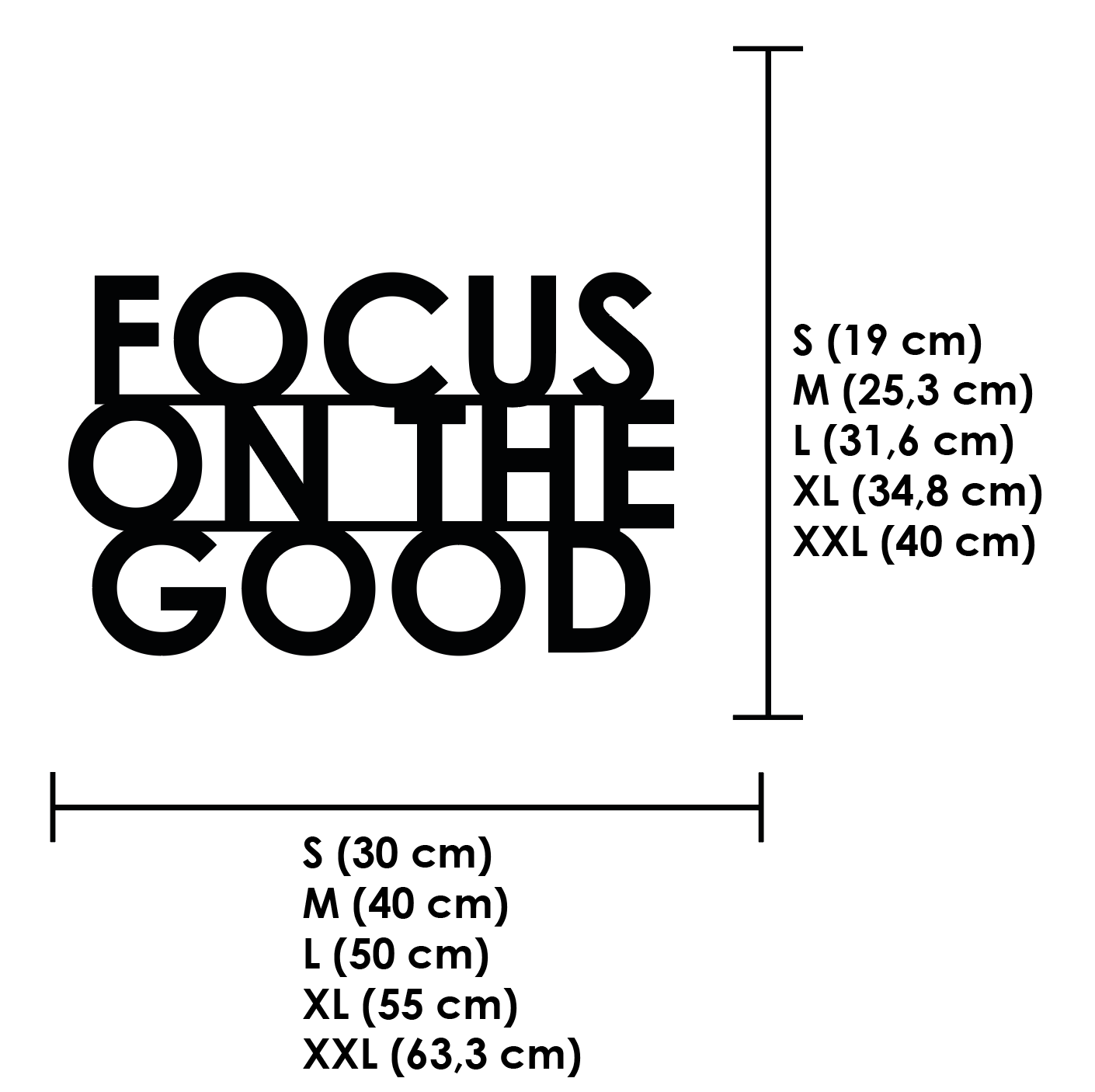 Schriftzug 3D aus Holz "FOCUS ON THE GOOD"