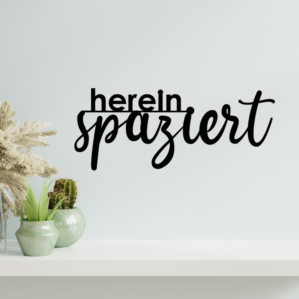 Schriftzug 3D aus Holz "herein spaziert" | Holz Schriftzug