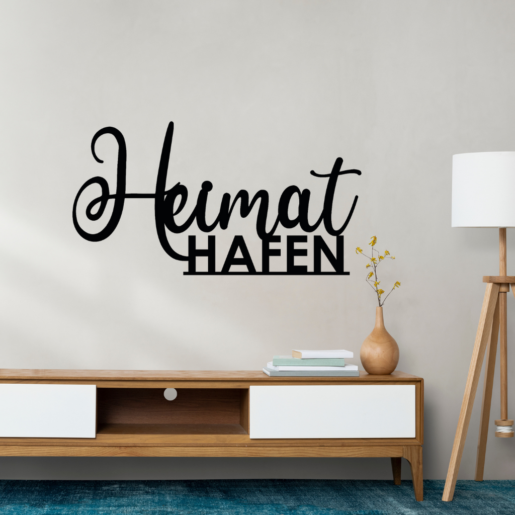 Schriftzug 3D aus Holz "Heimathafen"