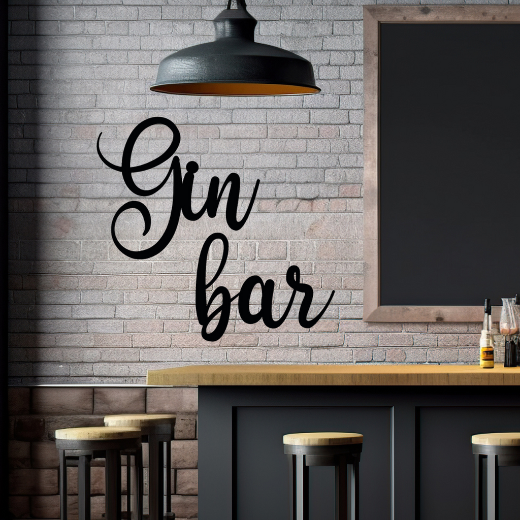 Schriftzug 3D aus Holz "Gin Bar"