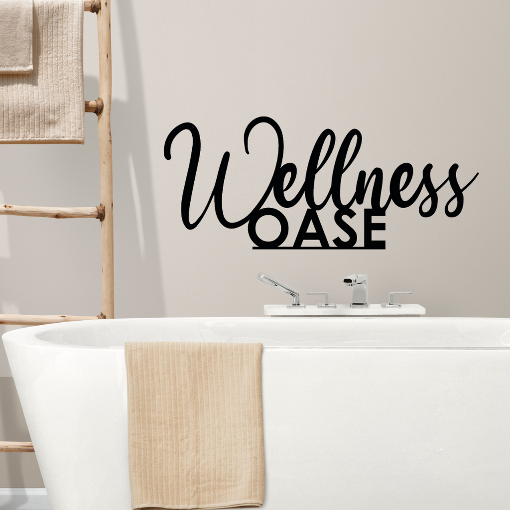 Schriftzug 3D aus Holz "Wellness Oase" (2)