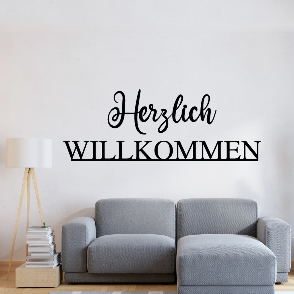 Schriftzug 3D aus Holz "Herzlich Willkommen"