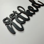 Schriftzug 3D aus Holz "get naked" | Holz Schriftzug