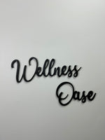 Schriftzug 3D aus Holz "Wellness Oase"