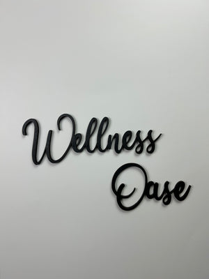 Schriftzug 3D aus Holz "Wellness Oase"