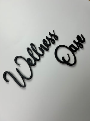Schriftzug 3D aus Holz "Wellness Oase"