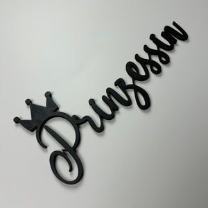 Schriftzug 3D aus Holz "Prinzessin"