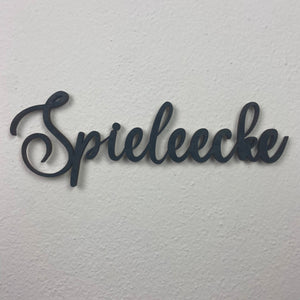 Schriftzug 3D aus Holz "Spieleecke" | Holz Schriftzug | Wandtattoo Holz | Wanddeko