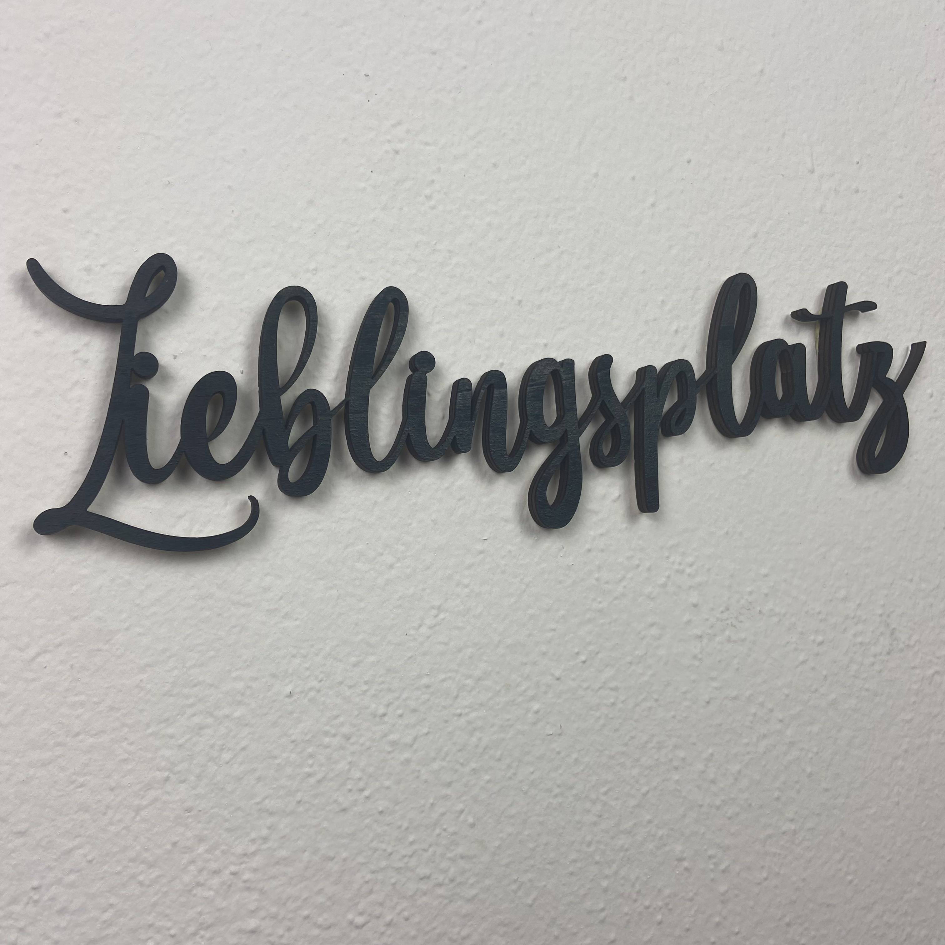 Schriftzug 3D aus Holz "Lieblingsplatz" | Holz Schriftzug | Wandtattoo Holz | Wanddeko