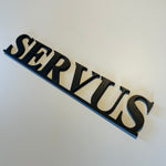 Schriftzug 3D aus Holz "SERVUS"