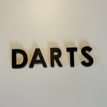 Schriftzug 3D aus Holz "DARTS"
