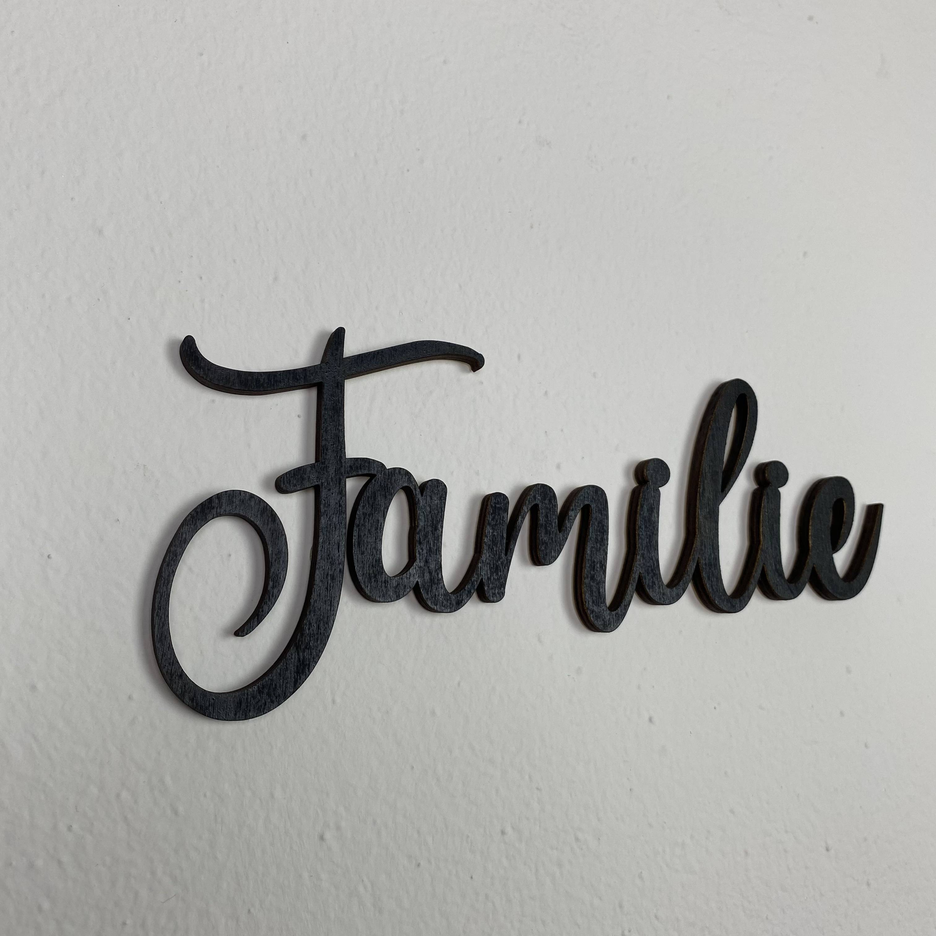 Schriftzug 3D aus Holz Familie | Holz Schriftzug | Wandtattoo Holz | Wanddeko