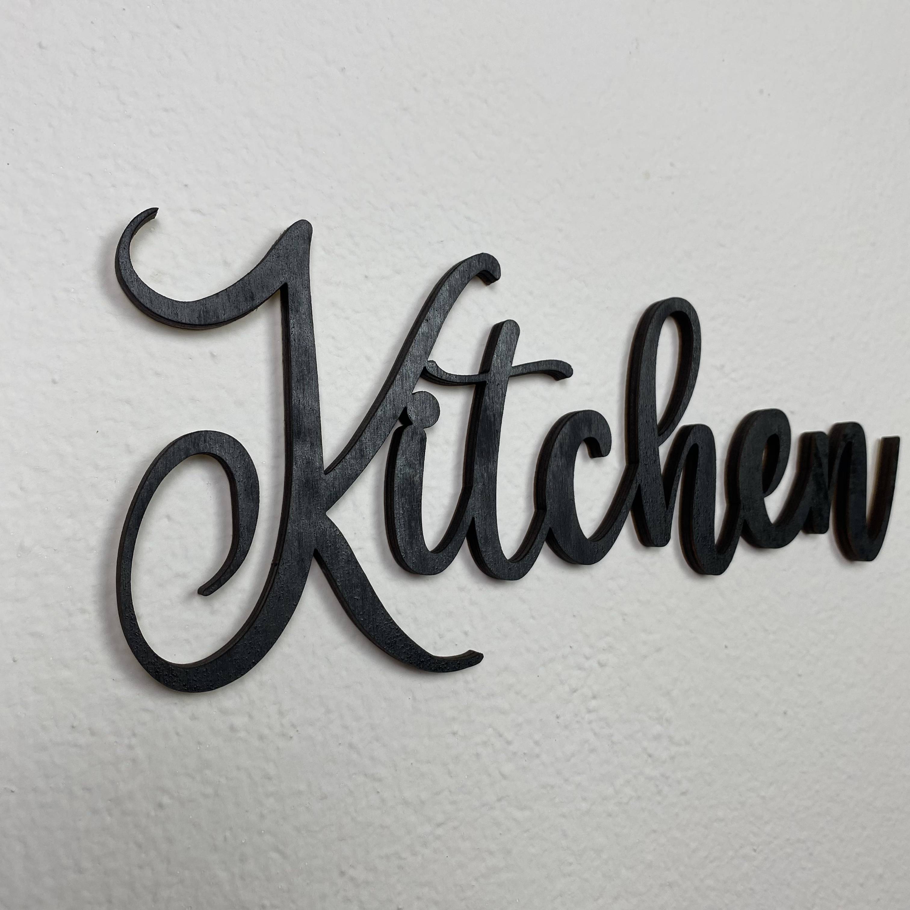 Schriftzug 3D aus Holz "Kitchen" | Holz Schriftzug | Wandtattoo Holz | Wanddeko