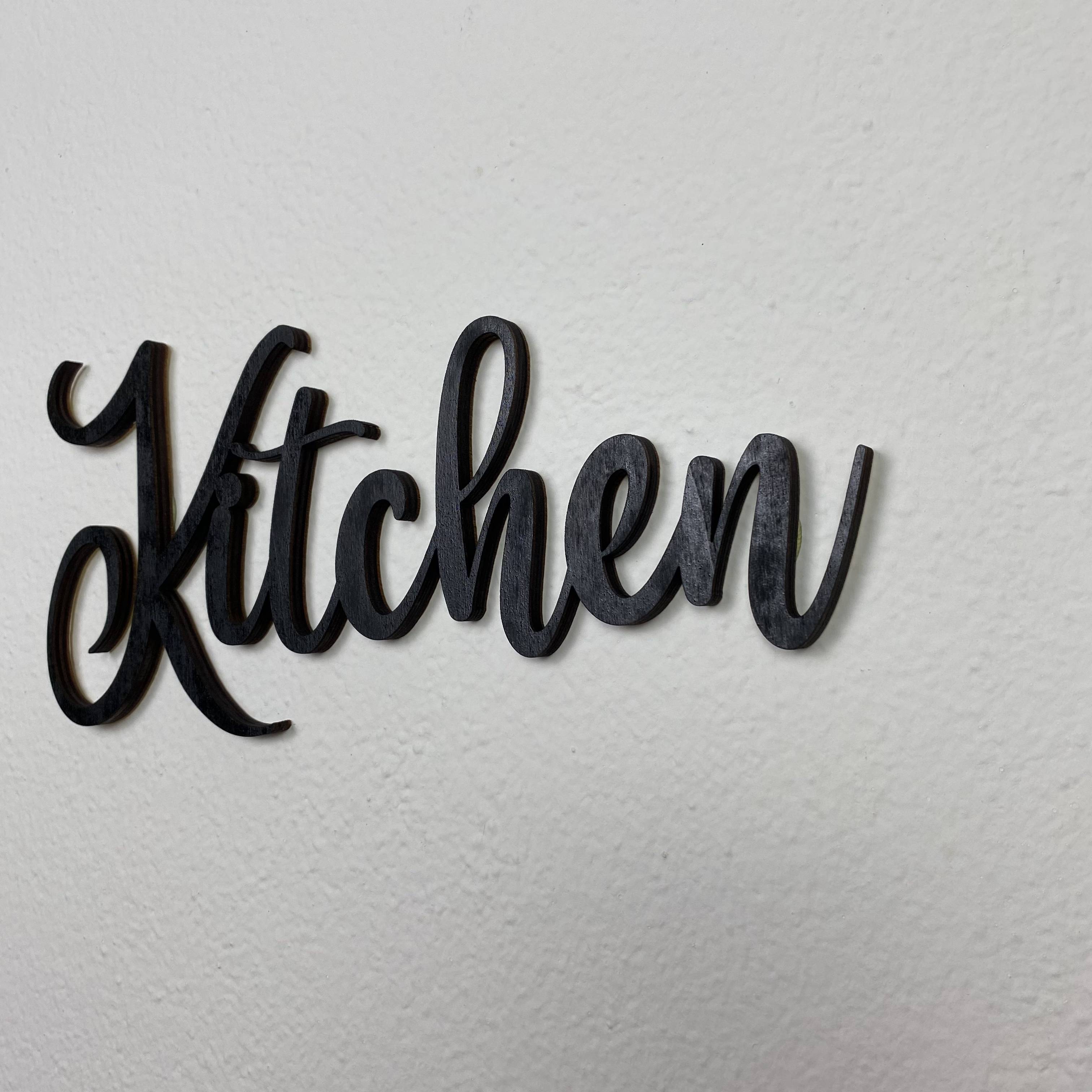 Schriftzug 3D aus Holz "Kitchen" | Holz Schriftzug | Wandtattoo Holz | Wanddeko