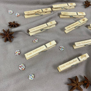 Wäscheklammer "Frohe Weihnachten" aus Holz