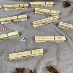 Wäscheklammer "Frohe Weihnachten" aus Holz