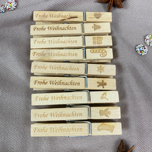 Wäscheklammer "Frohe Weihnachten" aus Holz