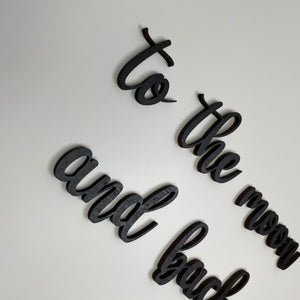 Schriftzug 3D aus Holz "to the moon and back" | Holz Schriftzug | Wandtattoo Holz | Wanddeko