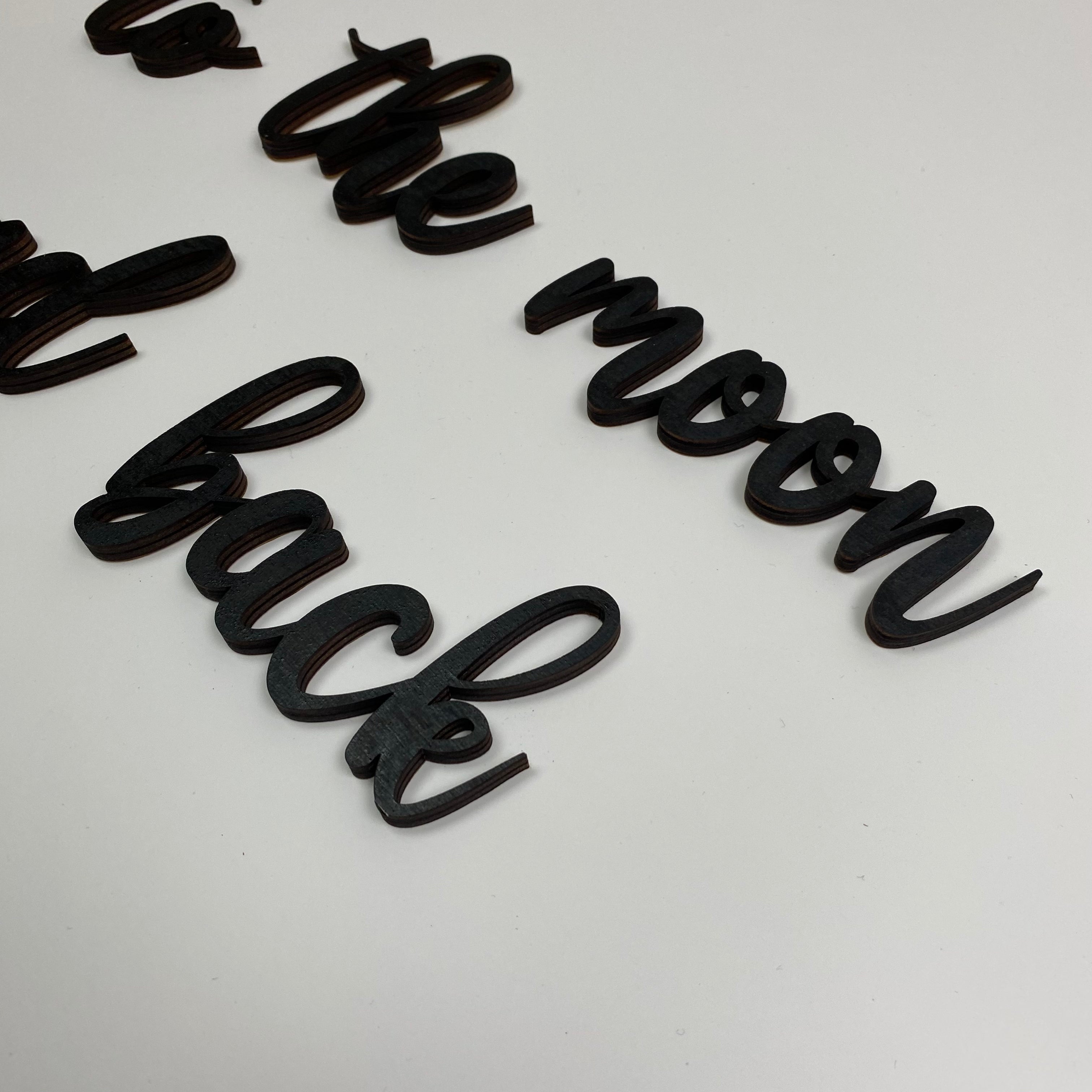 Schriftzug 3D aus Holz "to the moon and back" | Holz Schriftzug | Wandtattoo Holz | Wanddeko