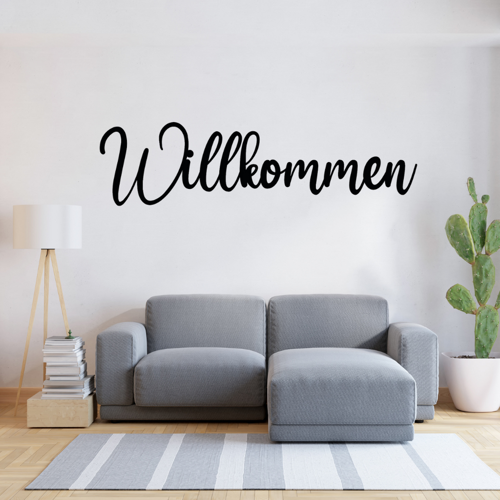 Schriftzug 3D aus Holz "Willkommen" | Holz Schriftzug | Wandtattoo Holz | Wanddeko