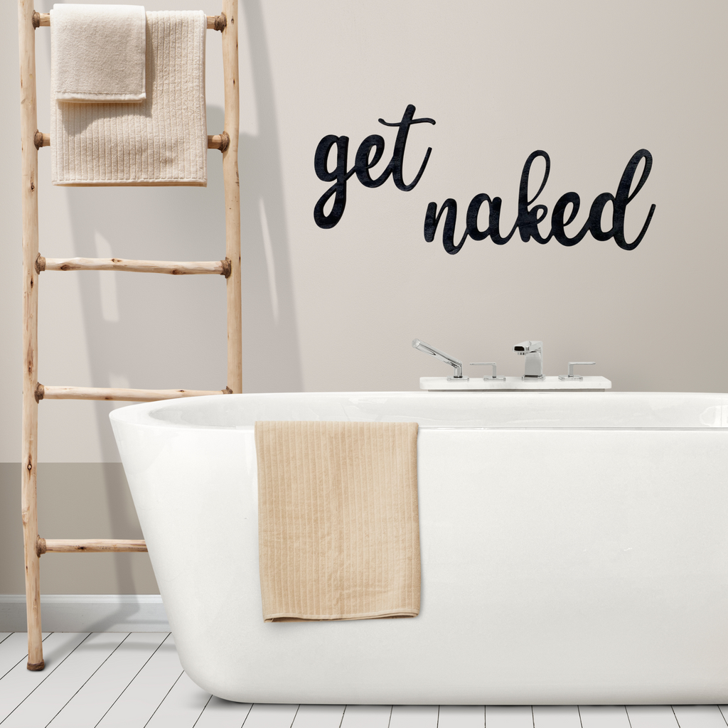 Schriftzug 3D aus Holz "get naked" | Holz Schriftzug | Wandtattoo Holz | Wanddeko