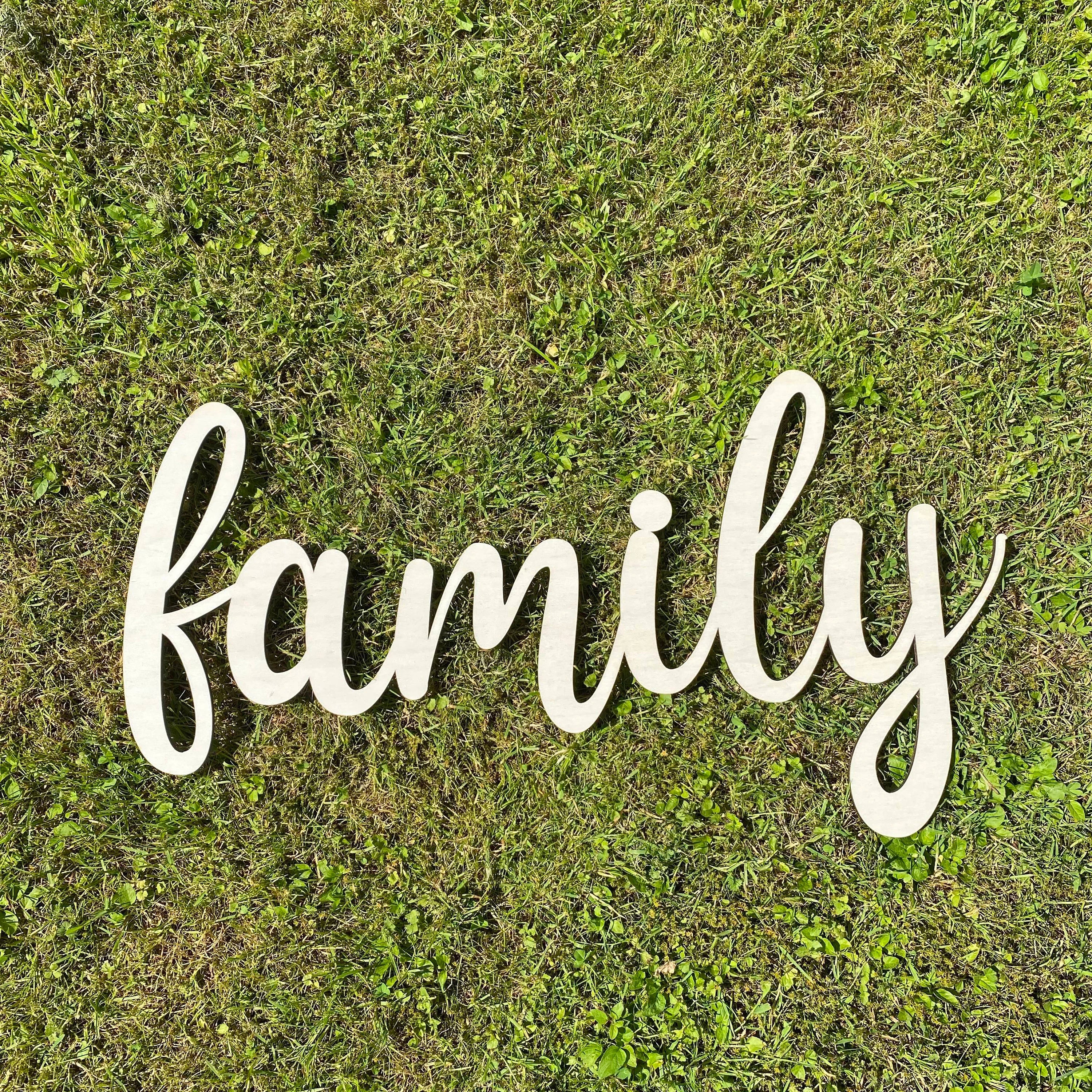 Schriftzug 3D aus Holz family | Holz Schriftzug | Wandtattoo Holz | Wanddeko