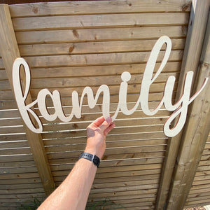 Schriftzug 3D aus Holz family | Holz Schriftzug | Wandtattoo Holz | Wanddeko
