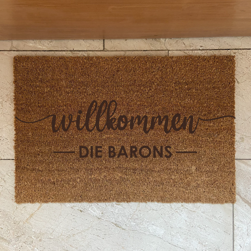 personalisierte Fußmatte Kokos "willkommen - Familienname" | Geschenk Hochzeit | Einzugsgeschenk | Türmatte