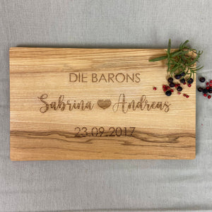 Personalisiertes Schneidebrett - Geschenk zur Hochzeit | Jubiläum | Einzugsgeschenk