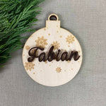 Weihnachtskugel Christbaumkugel aus Holz personalisiert | 3D Name | Design 2