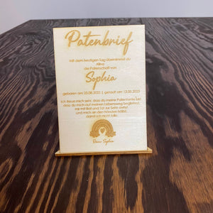 Patenbrief aus Holz | personalisiertes Geschenk vom Taufkind für den Paten | Geschenk zur Taufe