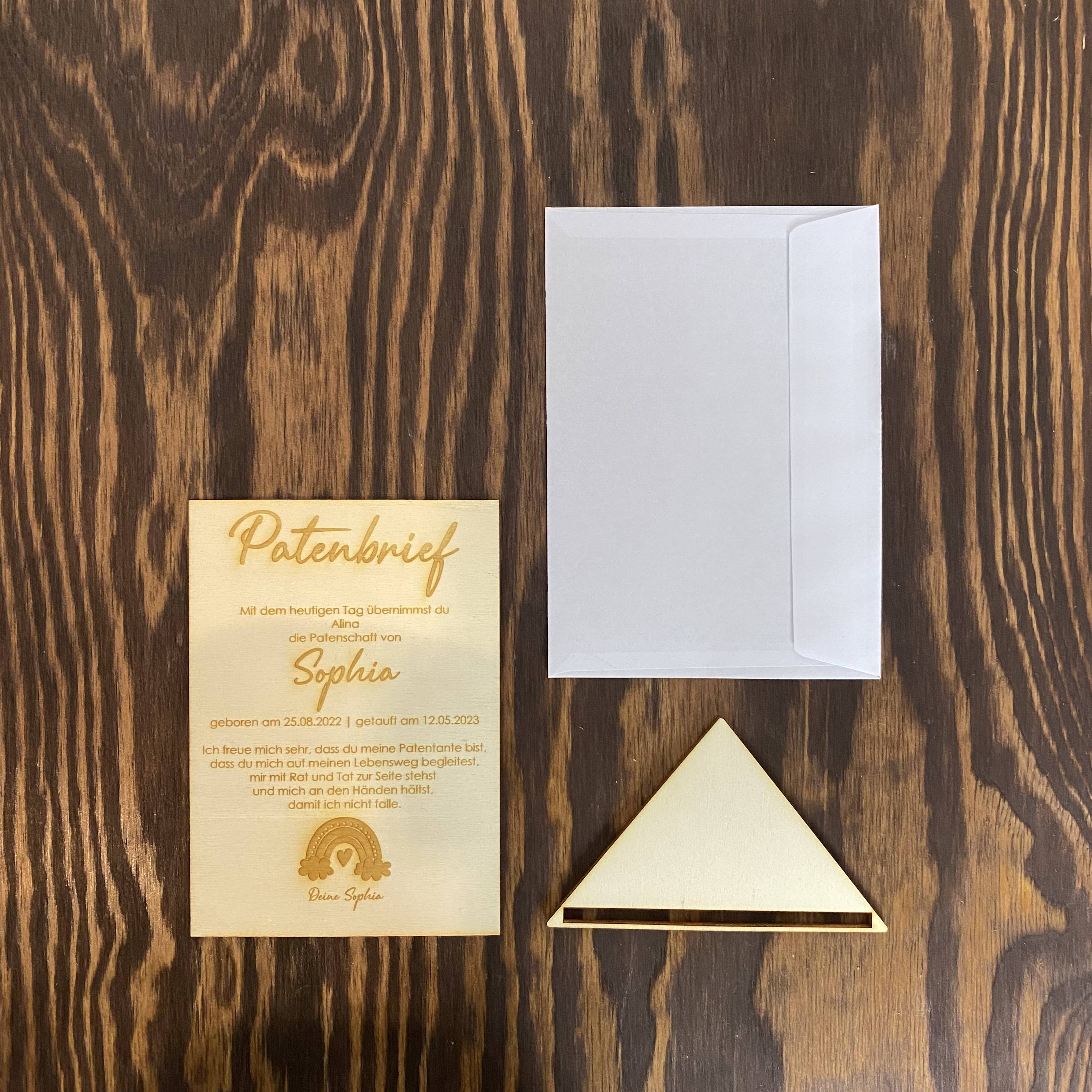 Patenbrief aus Holz | personalisiertes Geschenk vom Taufkind für den Paten | Geschenk zur Taufe