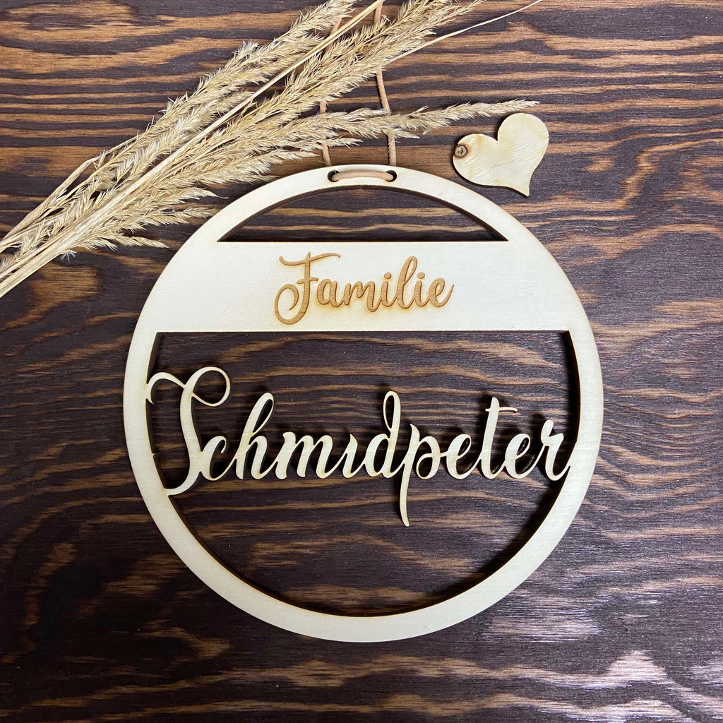 Holzschild Ausschnitt "Familie"
