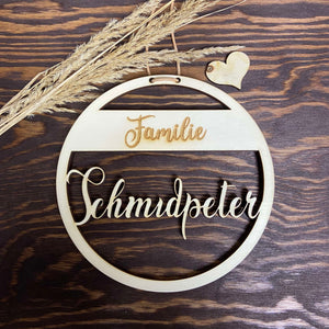 Holzschild Ausschnitt "Familie"