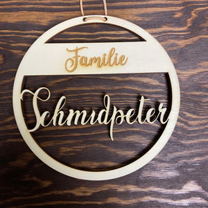 Holzschild Ausschnitt "Familie"