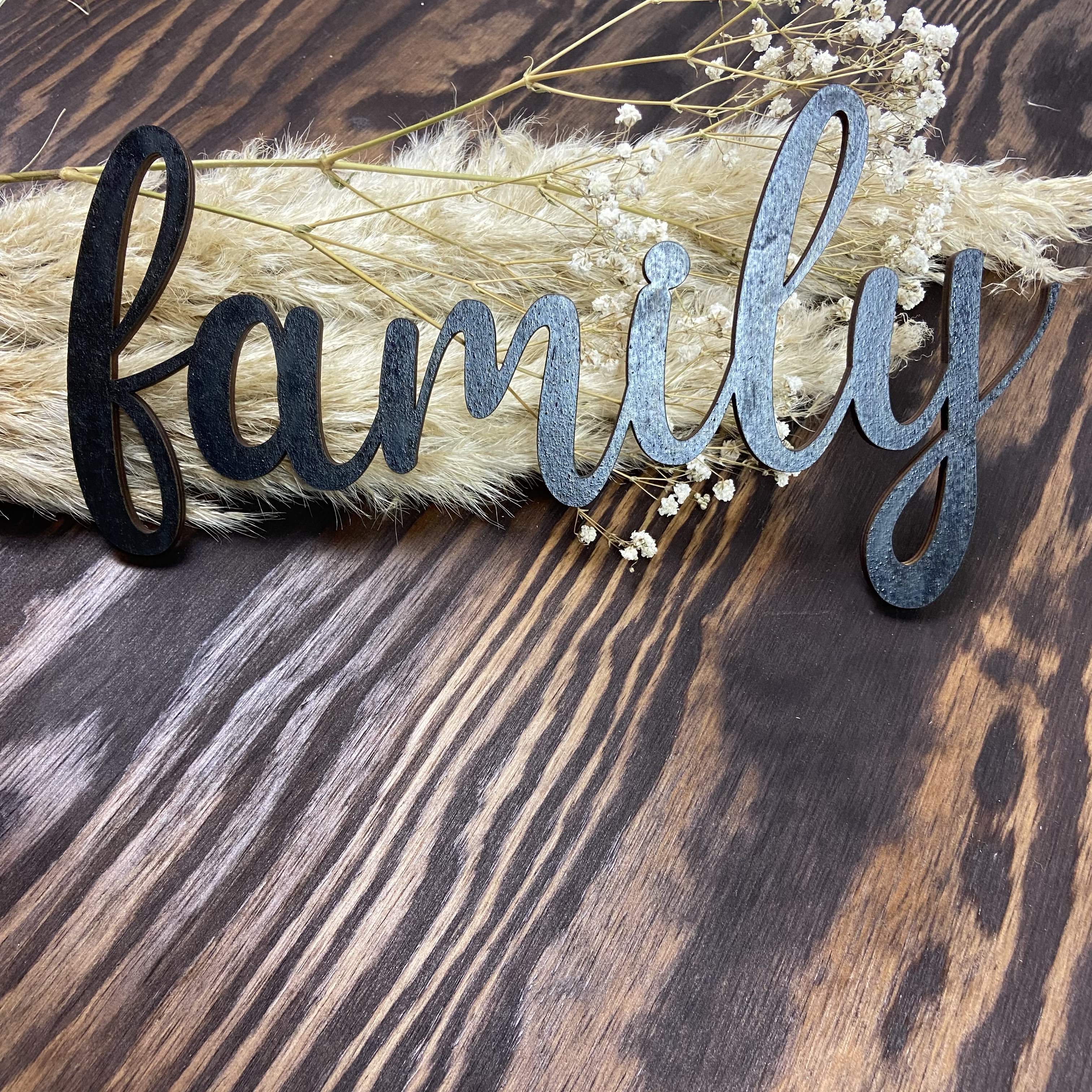Schriftzug 3D aus Holz family | Holz Schriftzug | Wandtattoo Holz | Wanddeko