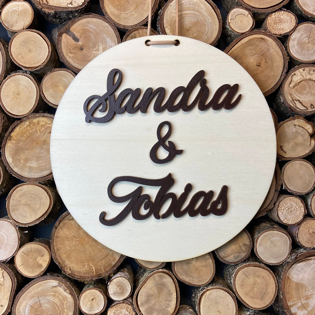 personalisiertes 3D Schild - mit 2 Namen
